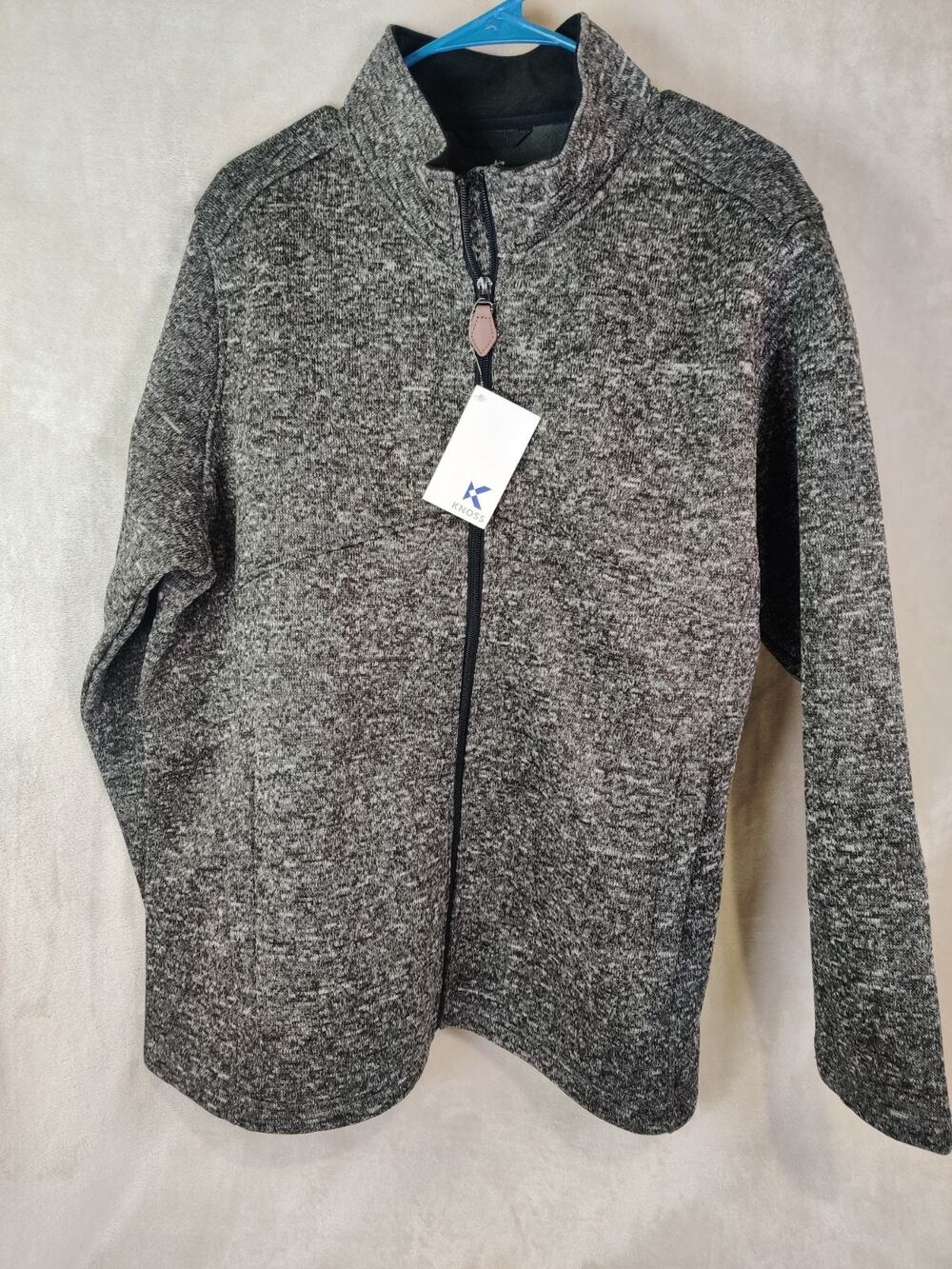 KNOSS Bonded Sweater Fleece Jacket in Carbon Heather Grey Size XL
